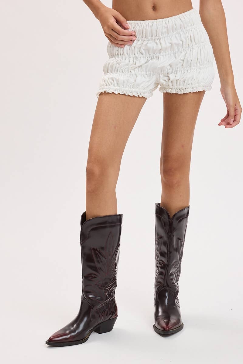 Daisy Micro Shorts- White