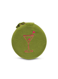 Living Royal - Velvet Jewelry Zip Case / Travel Organizer - Martini - Olive