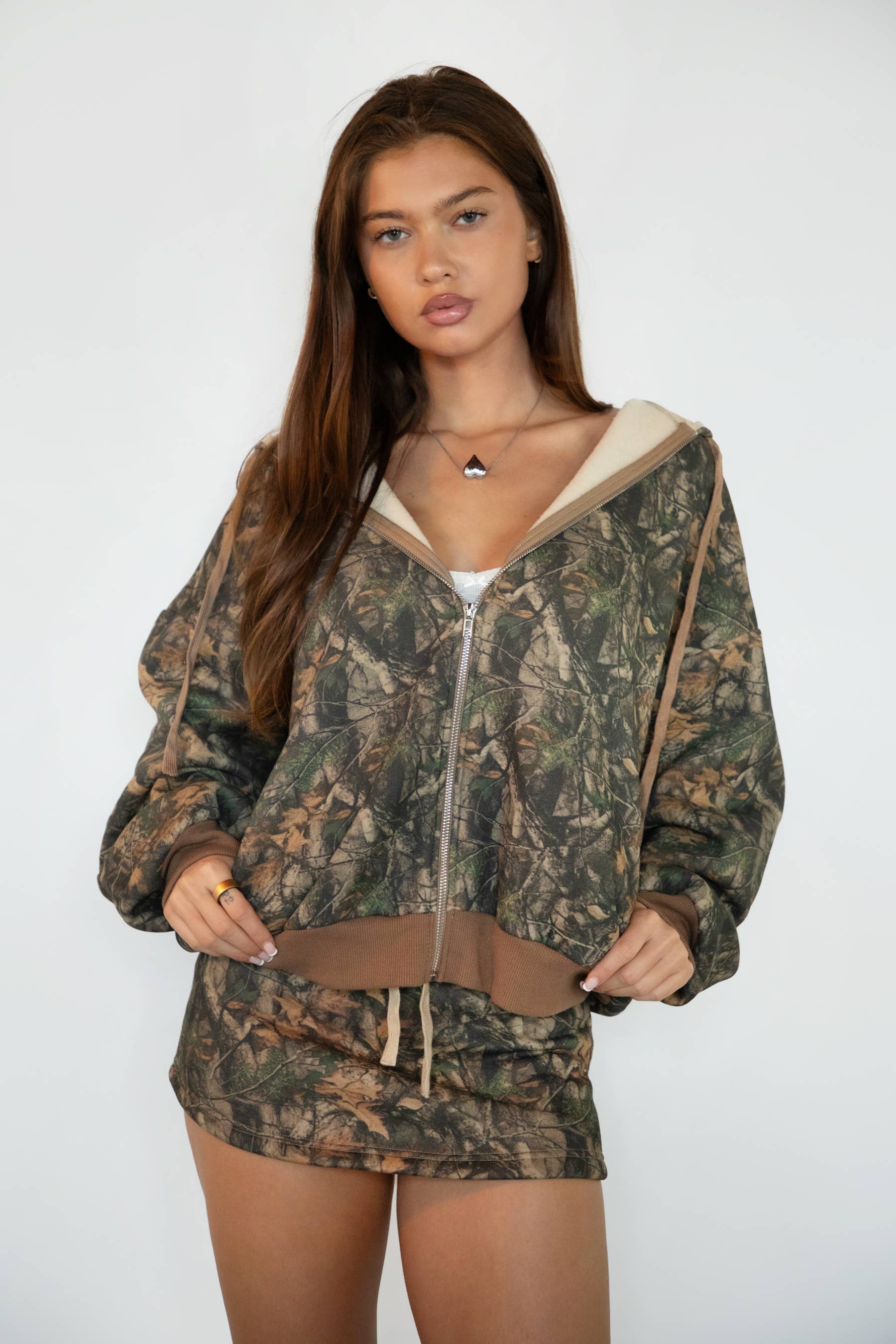 Woodland Camo Zip Up Hoodie