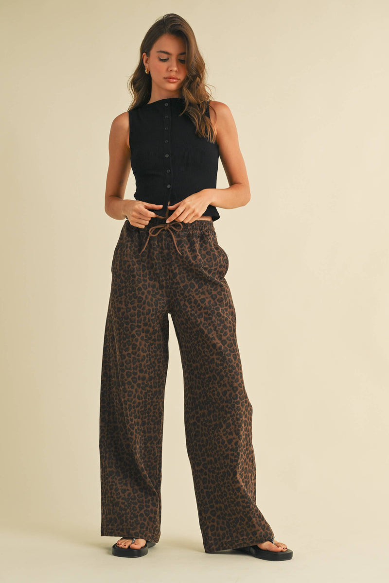 Leopard Print Track Pants
