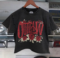 Outlaw Relaxed Cropped Tee- Acid Wash