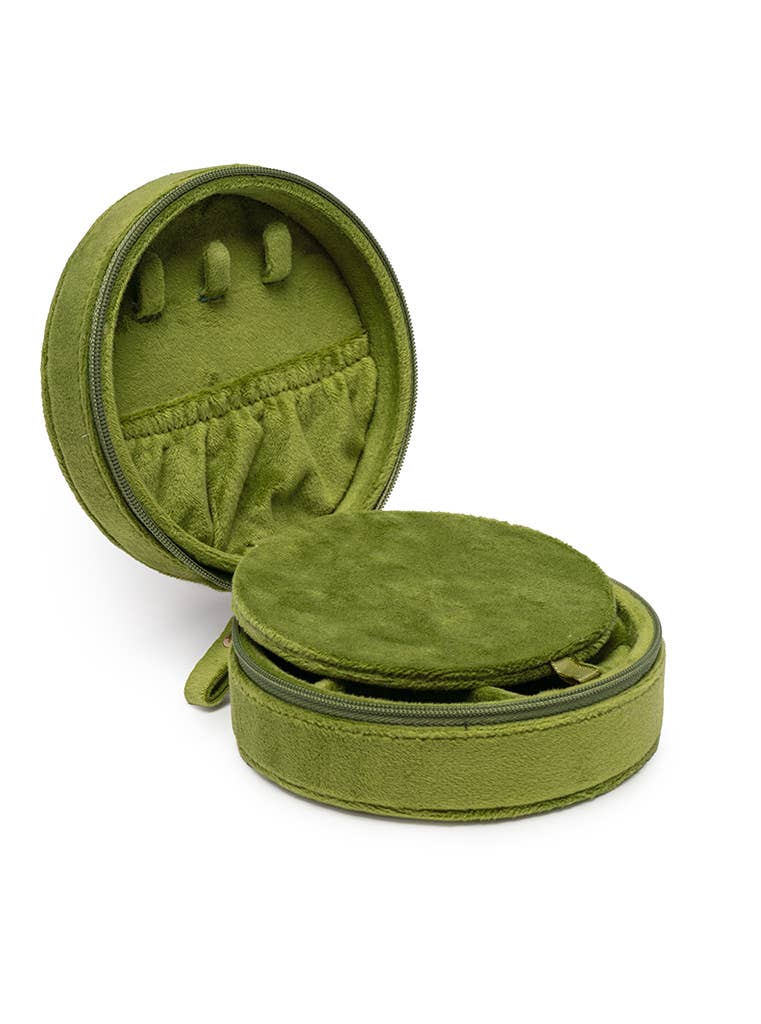 Living Royal - Velvet Jewelry Zip Case / Travel Organizer - Martini - Olive