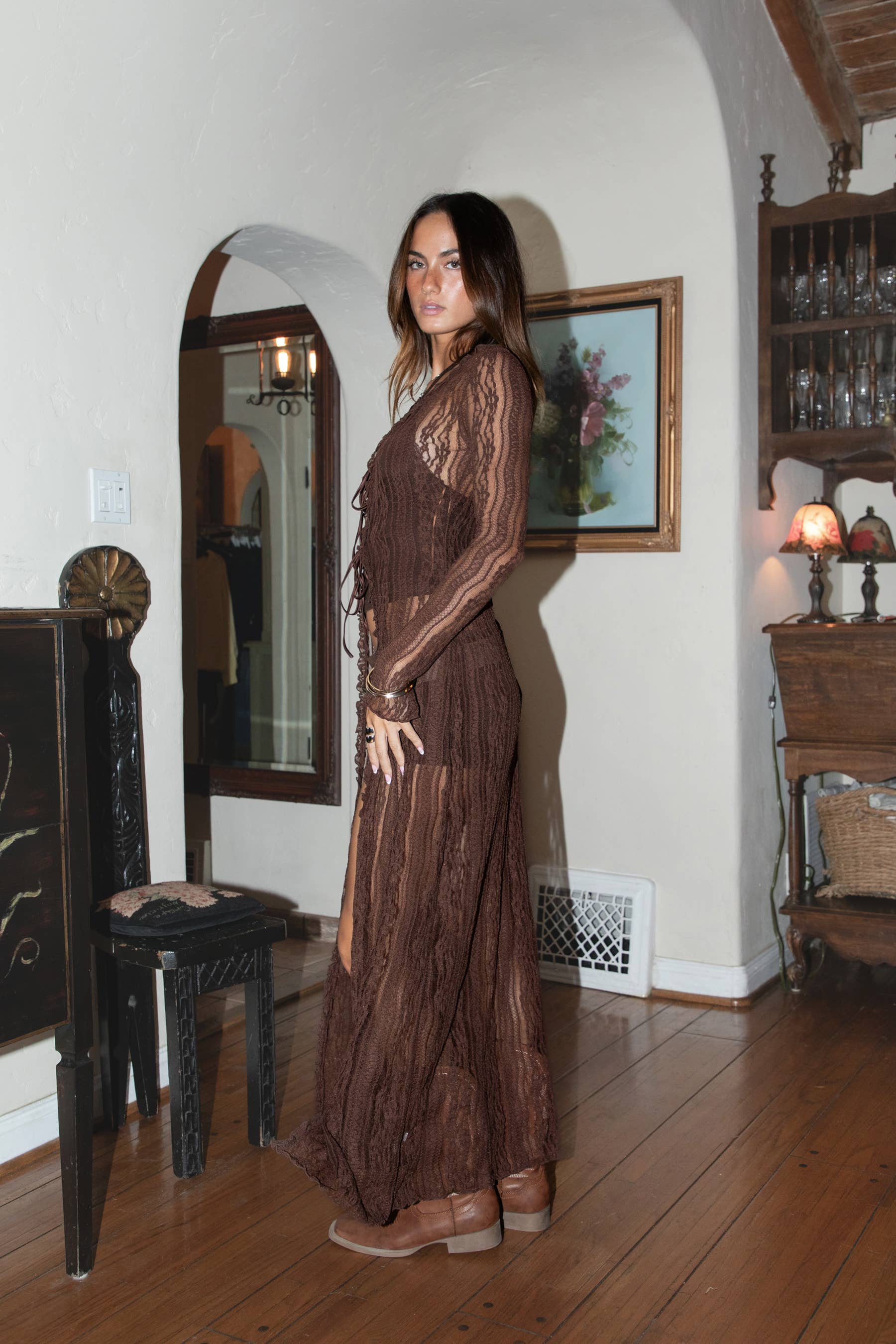 lace duster dress Cloe Antique Venetian Lace Duster with Edwardian Sleeves Jill Garber Couture