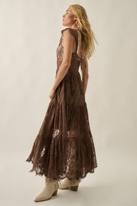 Desert Wildflower Lace Duster- Brown