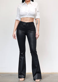 Night Out Flare Pants- Coated Black