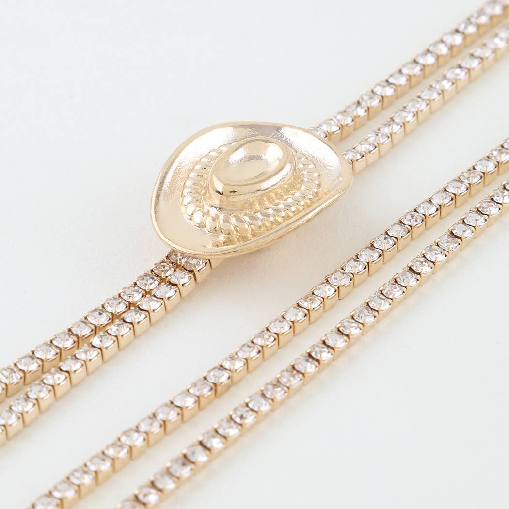 Cowboy Hat Toggle Necklace- Gold