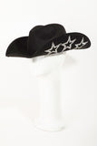 Rhinestone Star Cowgirl Hat - Black