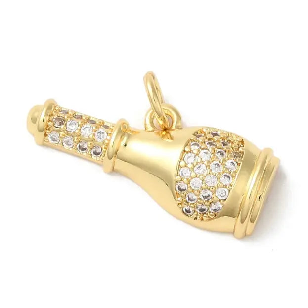 Gold Cz Bubbly Bottle Charm