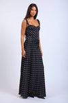 Rustic Charm Maxi Dress- Black Polka Dot