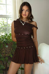 Azalea Mini Dress: Brown