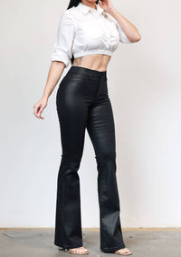 Night Out Flare Pants- Coated Black