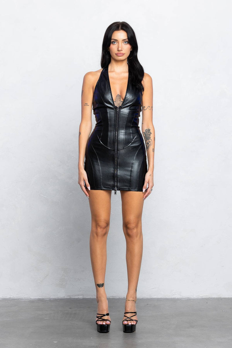 Vixen Leather Zipper Dress