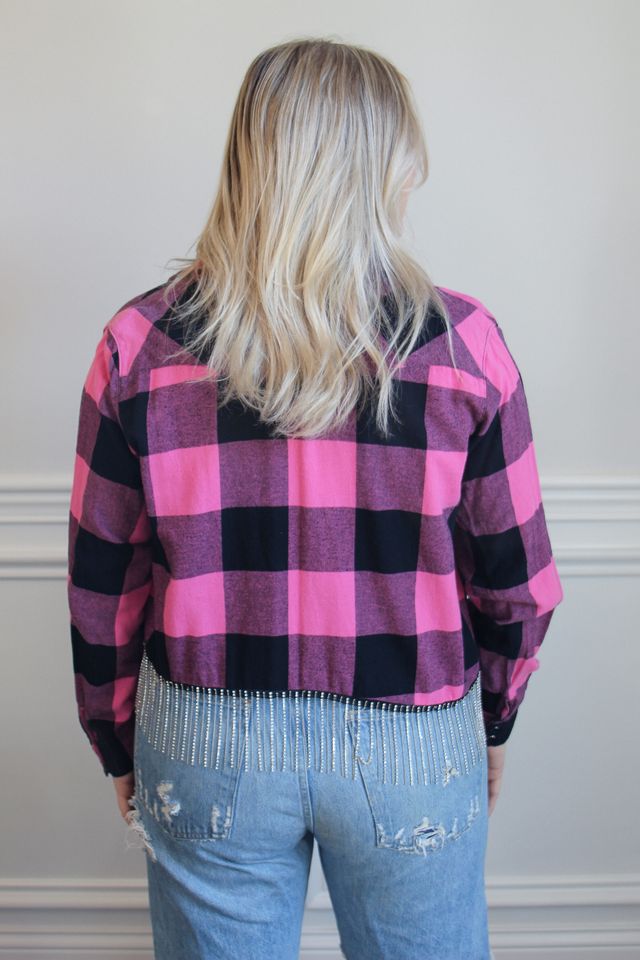 Rhinestone Fringe Flannel #1