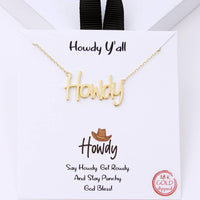 Howdy Pendant Necklace - Gold