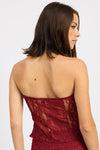 Savannah Lace Tube Top- Merlot