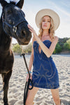 Saddle Stitch Dress-Denim