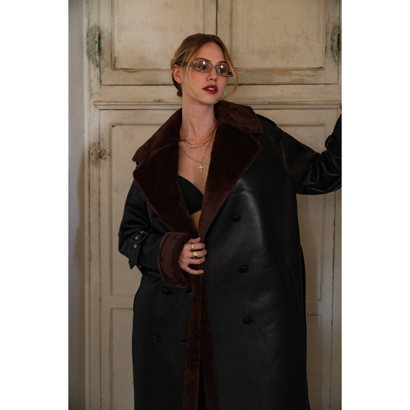 Midnight Muse Faux Leather Coat