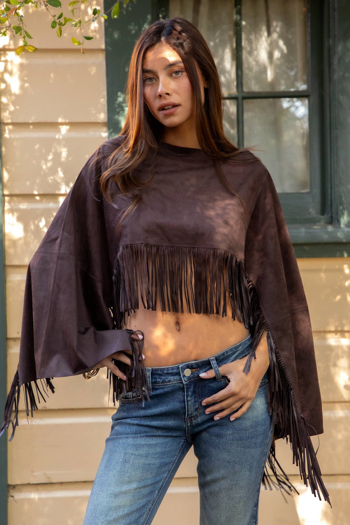 Round Top Fringe Poncho