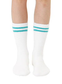Living Royal - Fuzzy Crew Socks w/ Bottom Grip Phrase - "Tini Time" - White