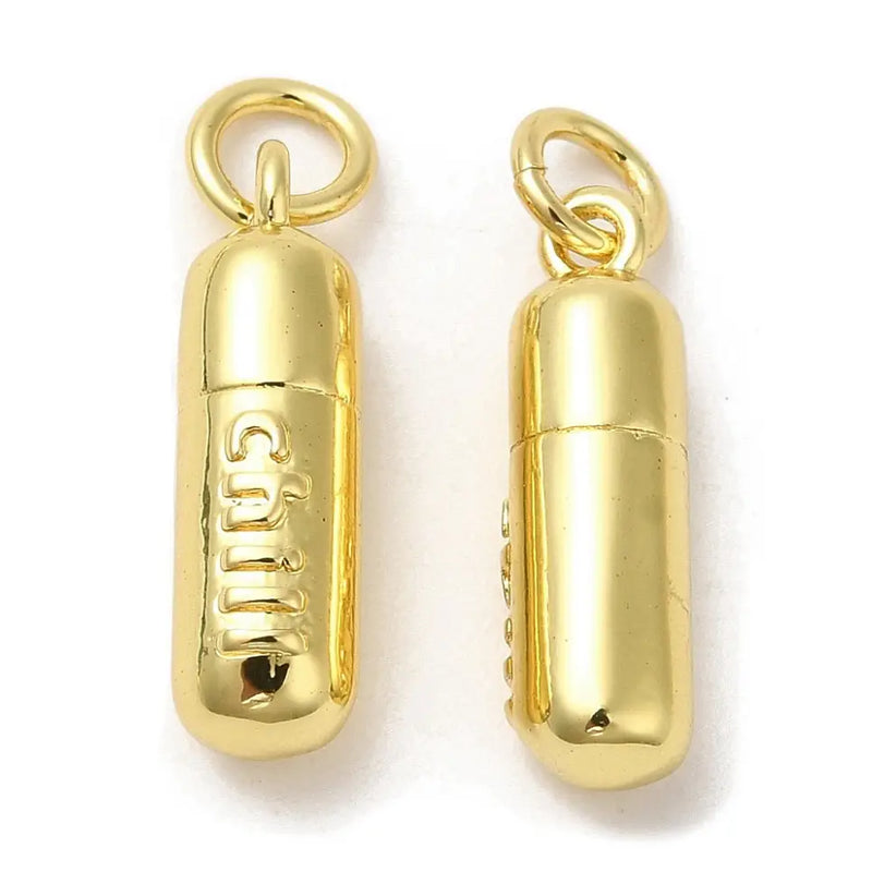 Gold Chill Pill Charm