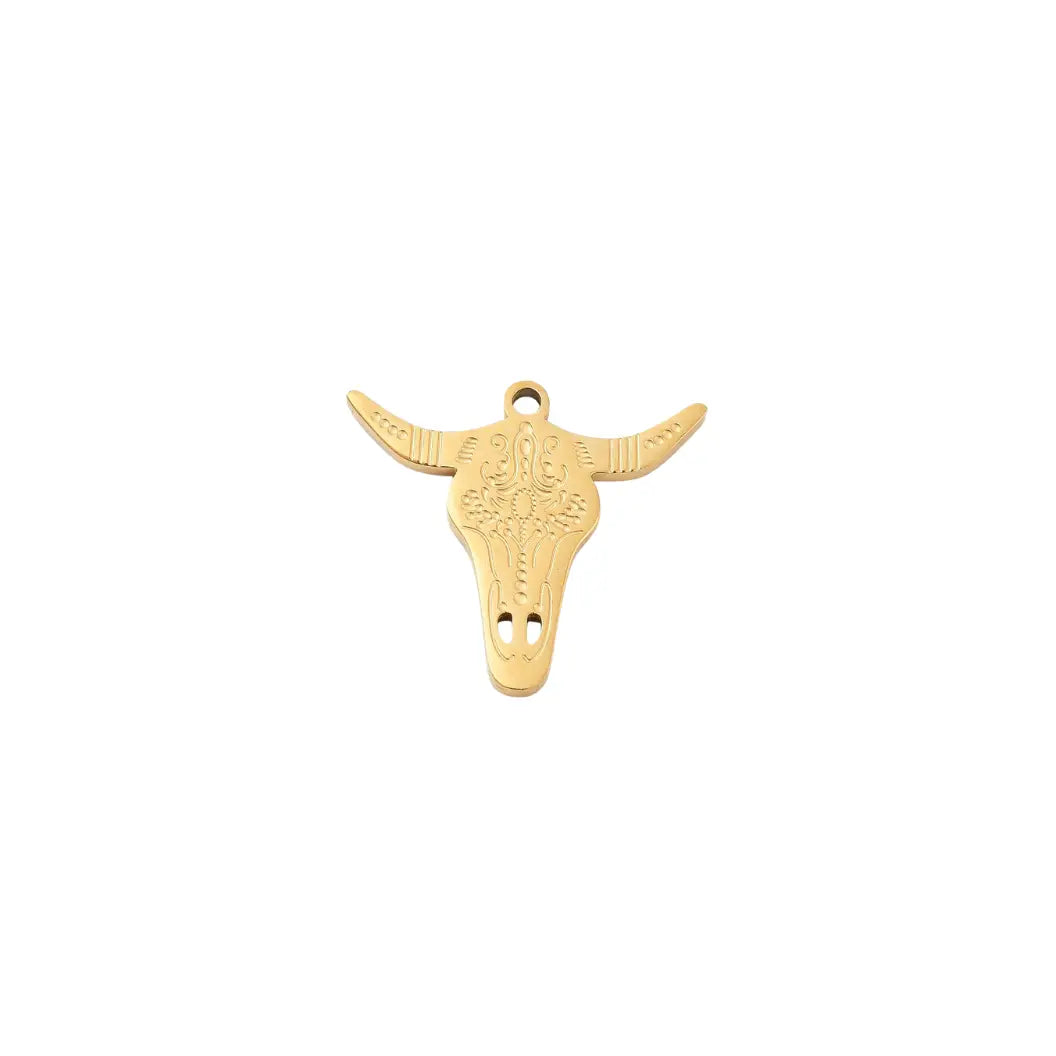 Gold Rodeo Engraved Longhorn Charm