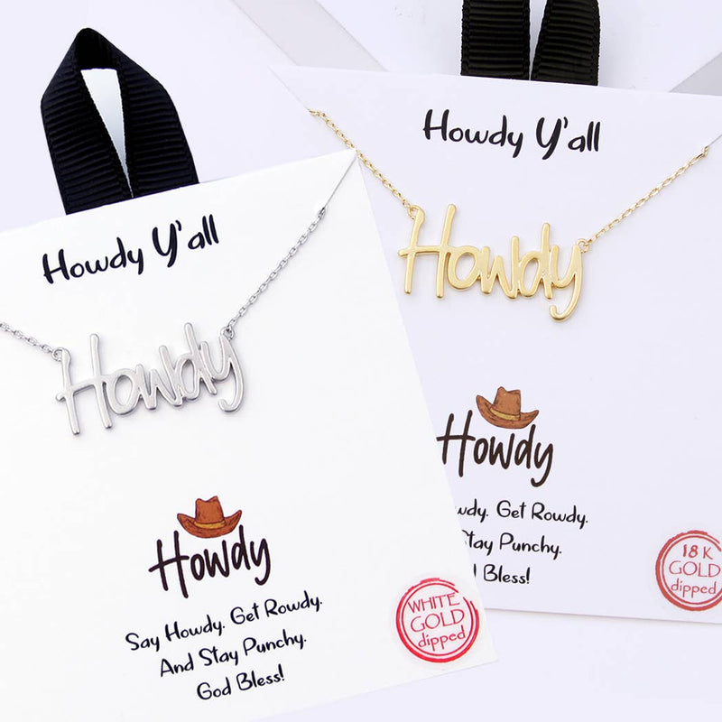 Howdy Pendant Necklace - Gold