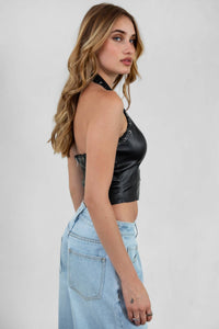 Linnea Faux Leather Bustier Top