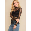 Grace Long Sleeve Mesh Top- Black