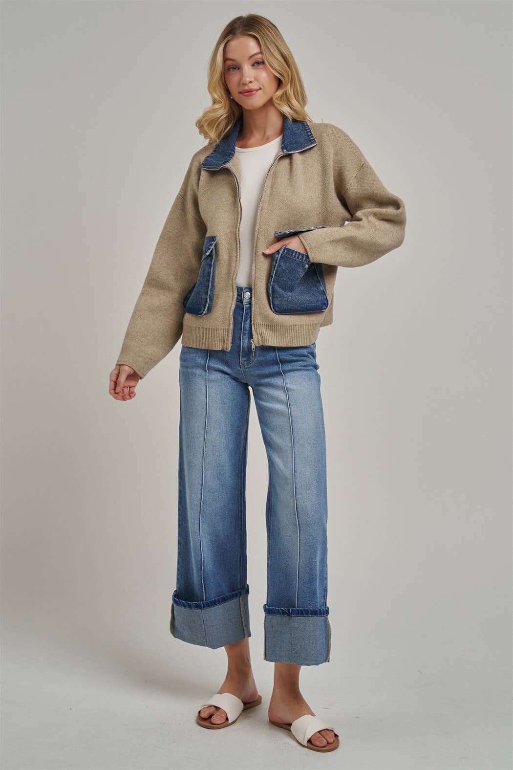 Hadley Contrast Denim Sweater
