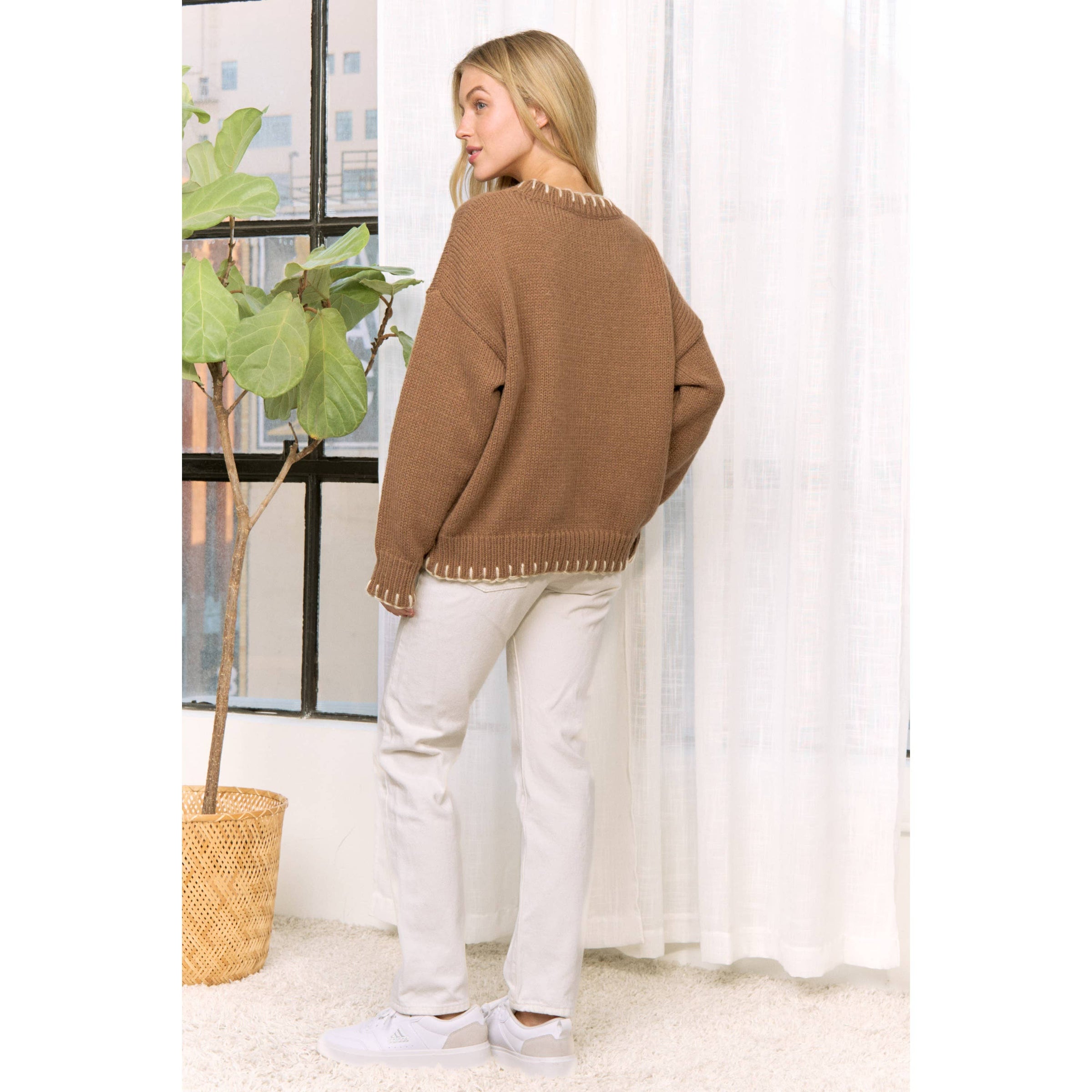 Coastal Shell Sweater-Brown