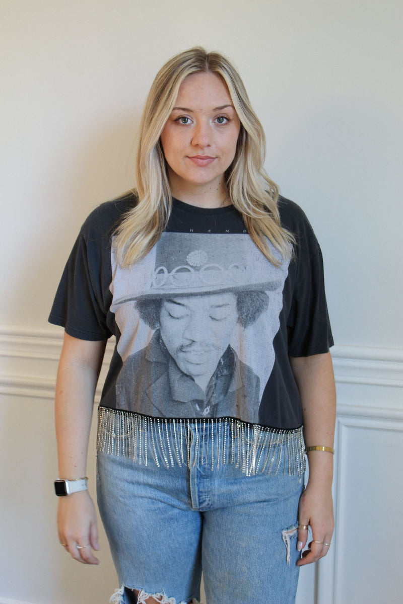 Jimi Hendrix Rhinestone Fringe Tee