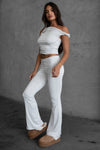 Cora Fold Legging Pants : Heather White