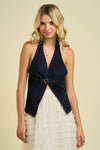 Denim Buckle Top