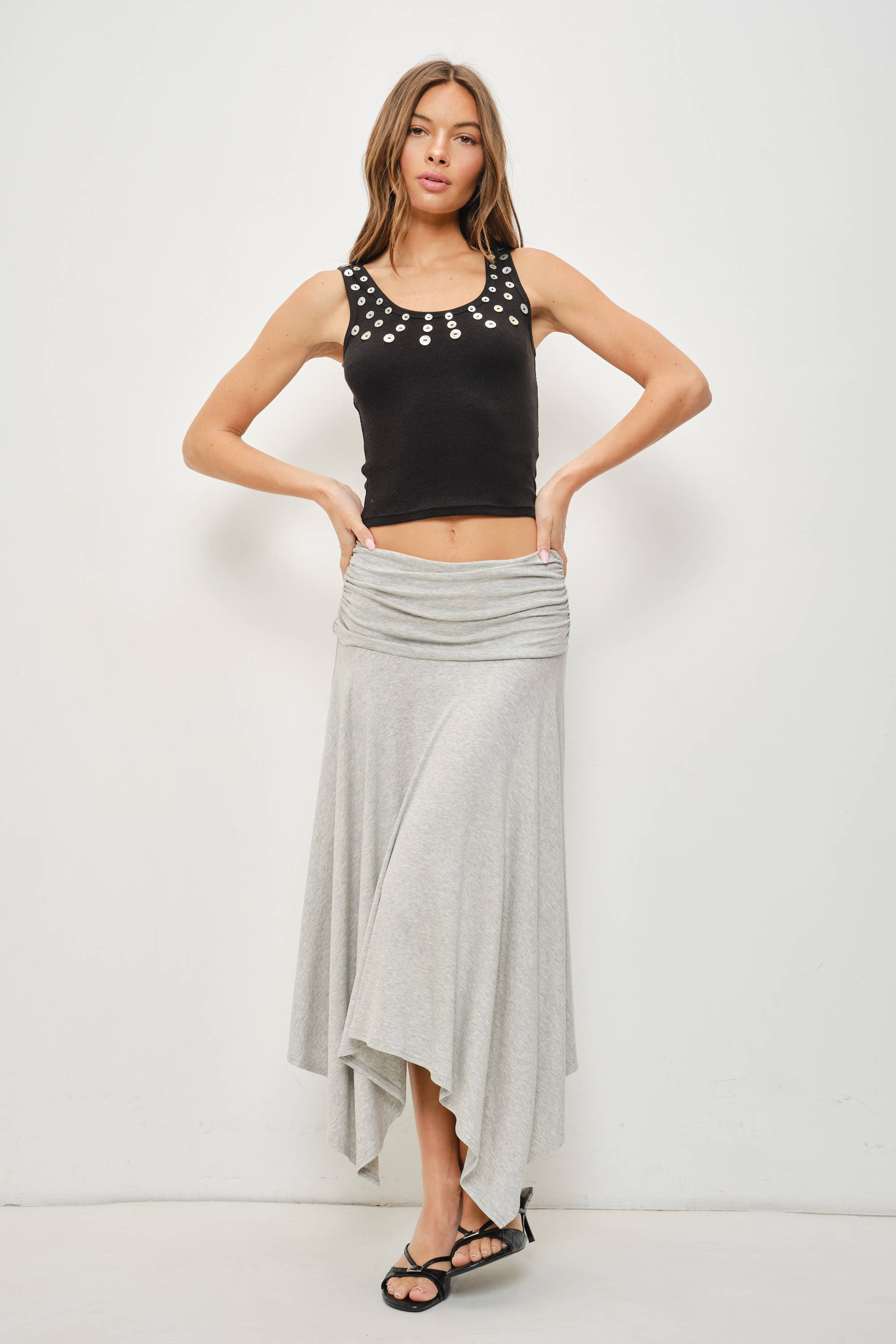 Yasmin Shell Button Tank- Black