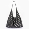 Studded Faux Leather Hobo Bag