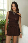 Azalea Mini Dress: Brown