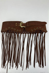 Pre-Order Western Fringe Suede Corset Belt: Brown