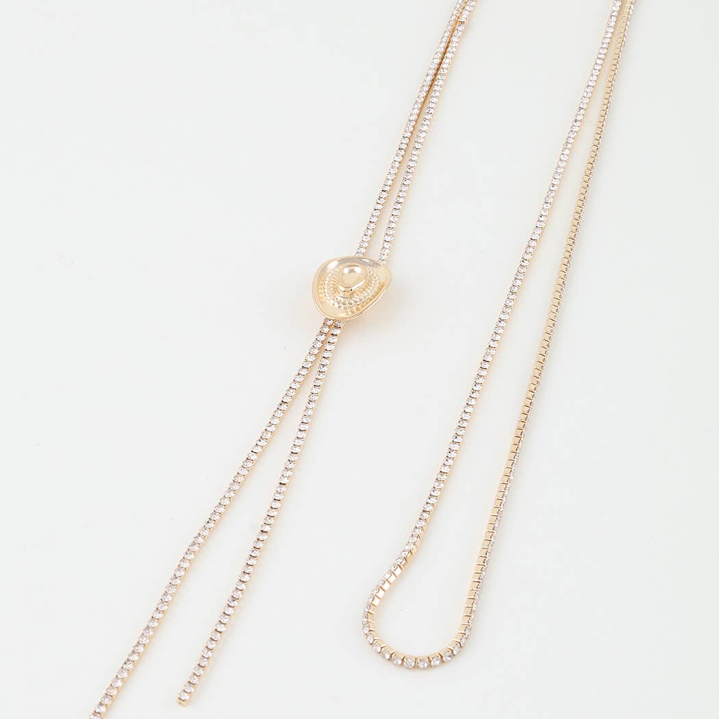 Cowboy Hat Toggle Necklace- Gold