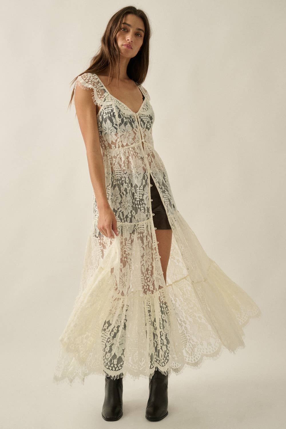 Desert Wildflower Lace Duster- Ivory