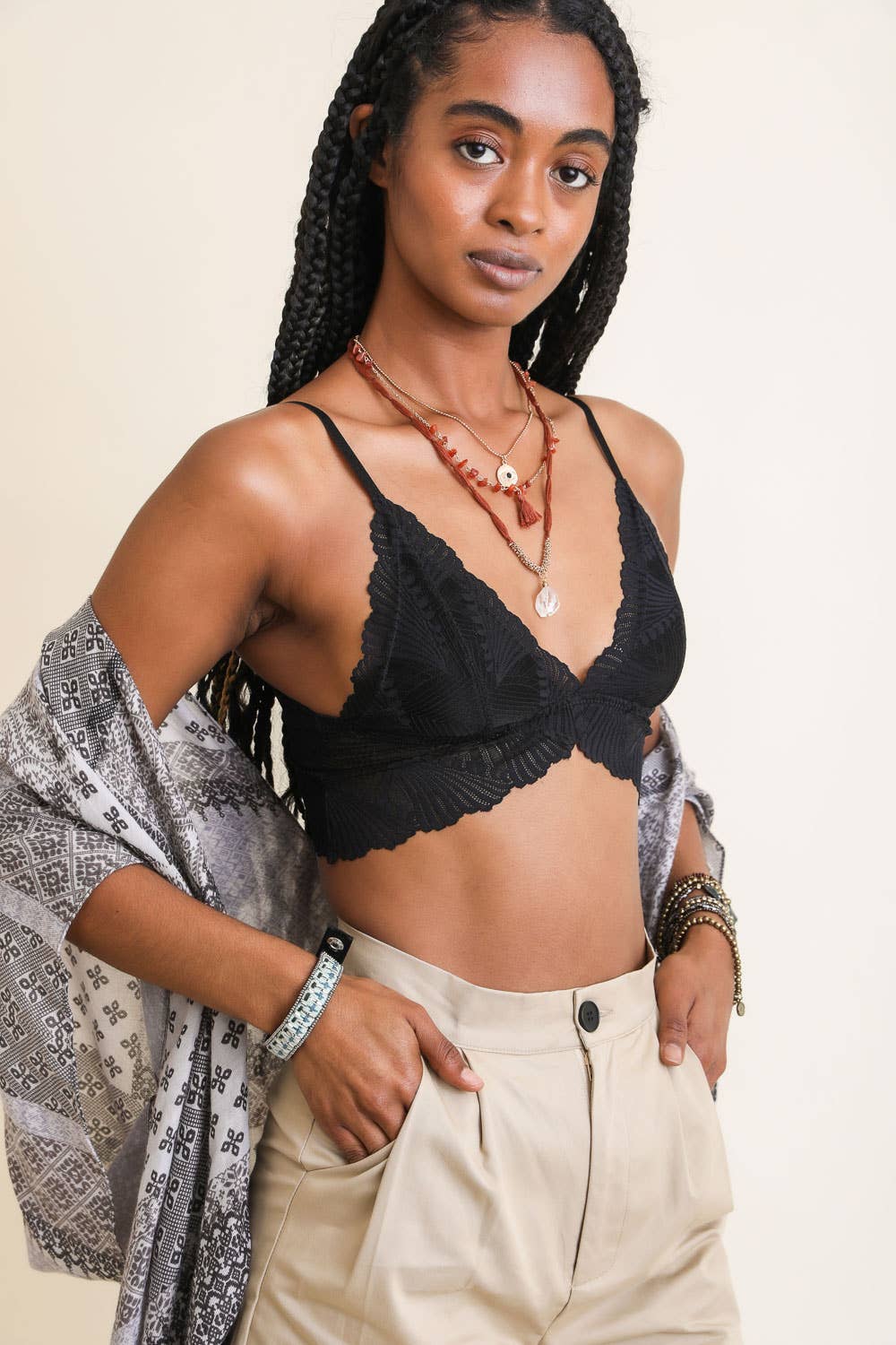 Butterfly Lace Bralette - Black