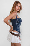 Raelynn Western Corset Top- Dark Denim