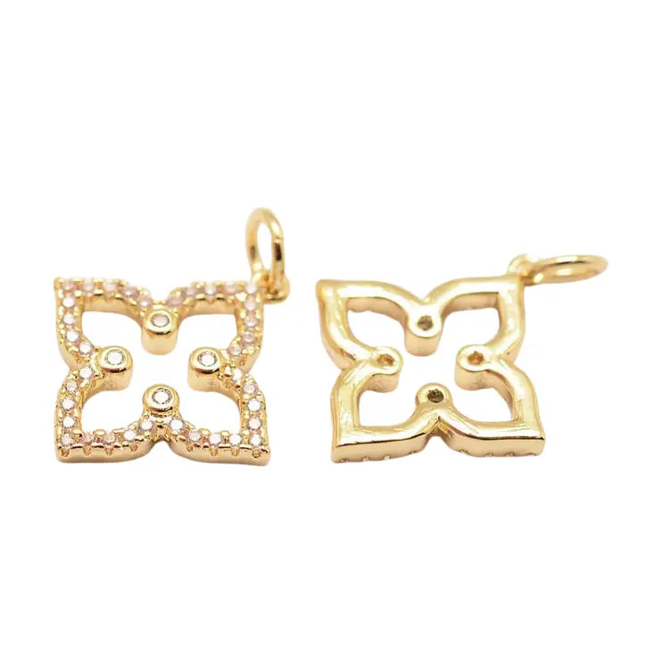 Gold Pave 4-Point Flower Charm