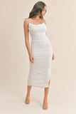 Venice Ruched Midi Dress - White