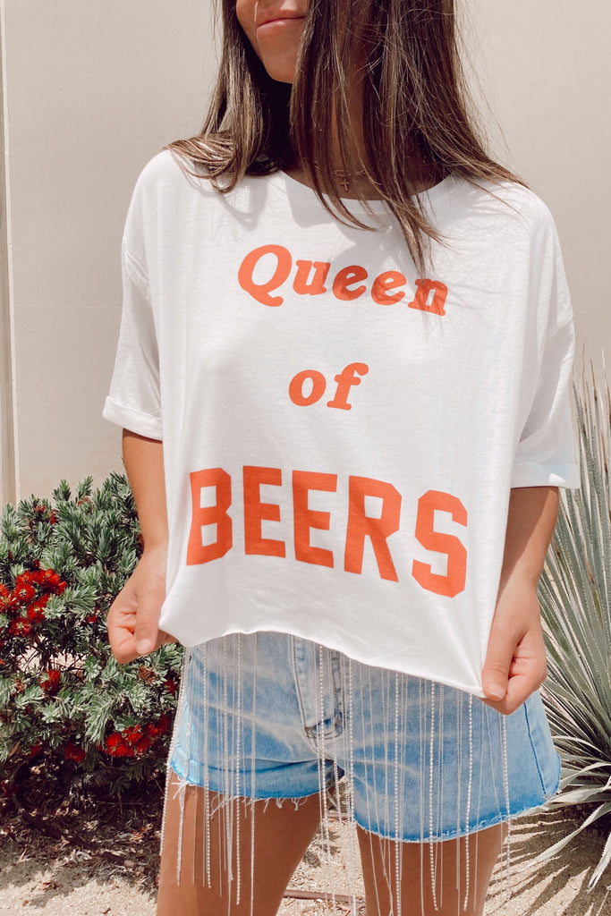 Queen Of Beers Crop - White