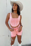 Star Of The Show Fringe Shorts - Pink