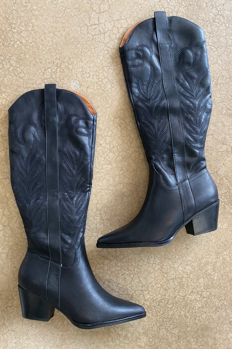 Western Tall Boot- Black
