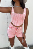 Star Of The Show Fringe Shorts - Pink