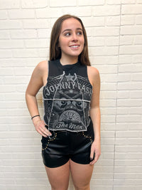 Johnny Cash Double Stitch Crop