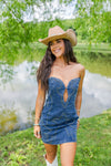 Saddle Stitch Dress-Denim