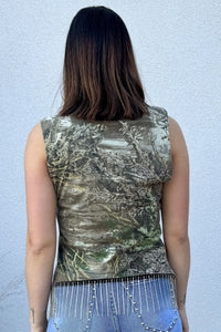 Camo Rhinestone Fringe Tank #11